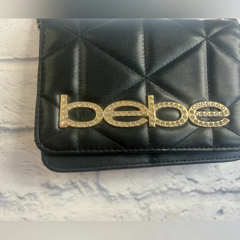 Bebe Black Quilted Crossbody Bag with Chain Strap. - Picture 2 of 9